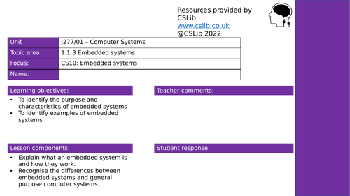 GCSE CS - Embedded Systems (Workbook) - NEW!