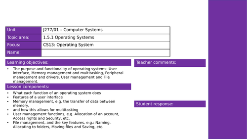 GCSE CS - Operating System (Workbook) - NEW!