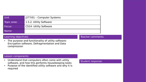 GCSE CS - Utility Software (Workbook) - NEW!