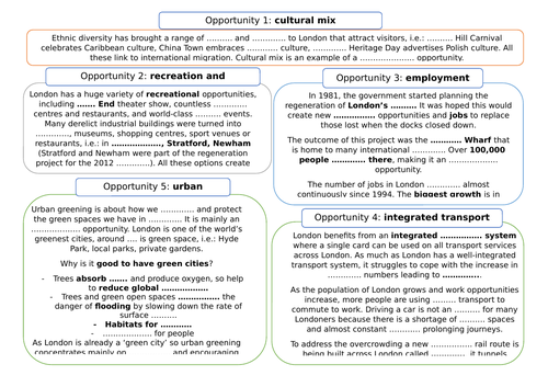 AQA GCSE Urban UK: opportunities in London