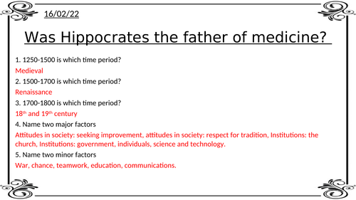 Medieval Unit for Edexcel Medicine Through Time GCSE