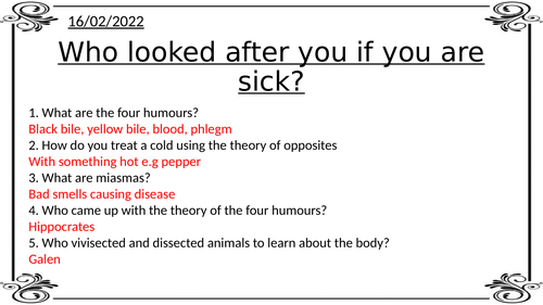 Who treated the sick? Medicine Through Time Edexcel GCSE