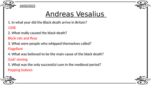 Andreas Vesalius Medicine Through Time Edexcel GCSE