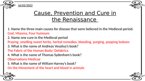 Causes, prevention and cure Medicine Through Time Edexcel GCSE