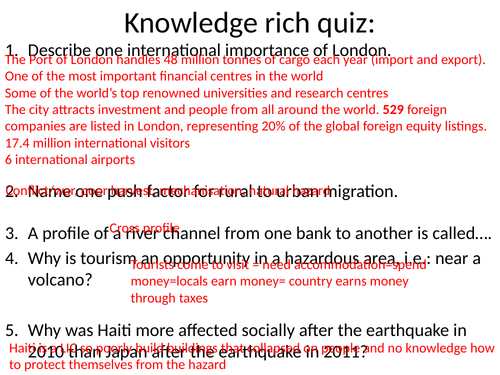 AQA GCSE Urban UK: London challenges