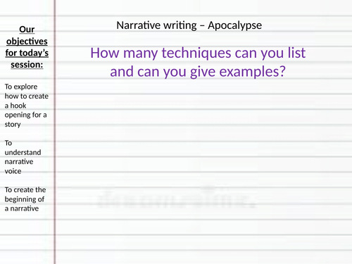 Narrative writing based on the TV and book series 'The 100'