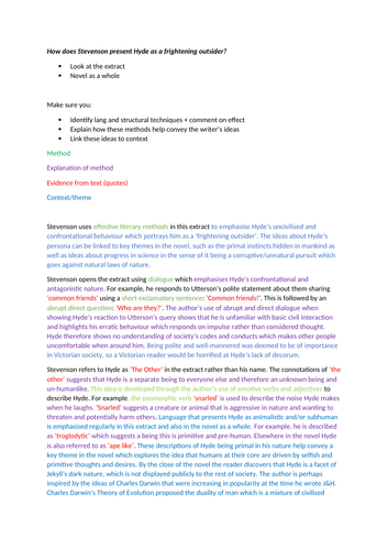 AQA Jekyll and Hyde. How does Stephenson present Hyde as a frightening outsider?