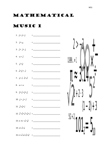 Mathematical Music - 3 sheets (easy, dotted & rests)
