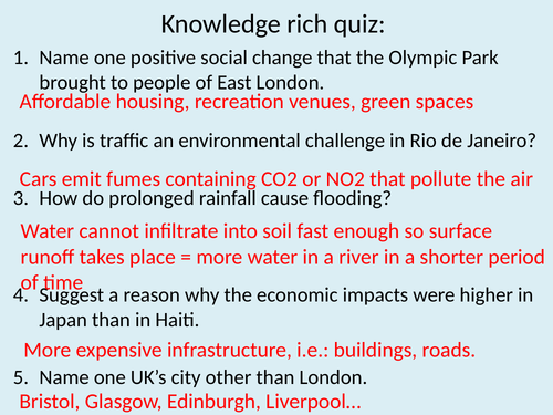 AQA GCSE Urban UK: Sustainable city: London