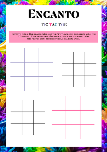 Encanto Movie Inspired Fun Game - Lesson Filler Tic Tac Toe