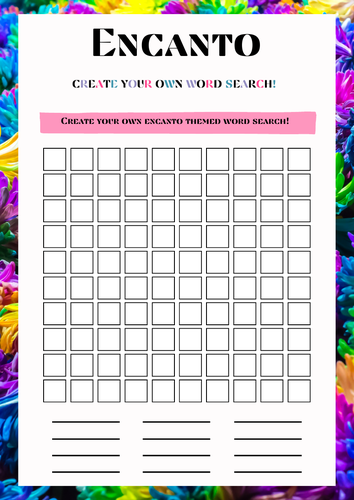 Encanto Movie Inspired  Create Your Own Word Search - Fun Activity