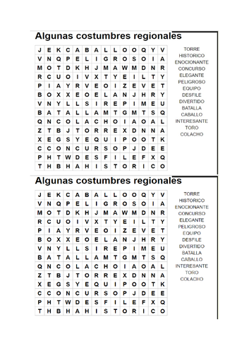 AQA GSCE Spanish Algunas costumbres regionales