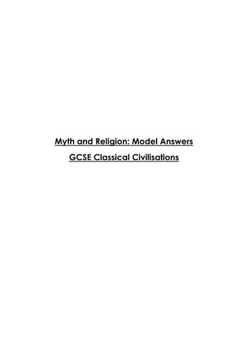 OCR Classical Civilisation Myth and Religion: Model Answers