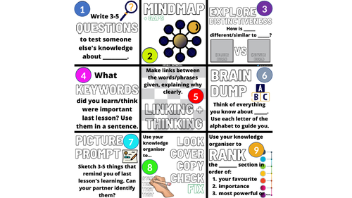 9 Retrieval recall starter tasks for all subjects | Teaching Resources
