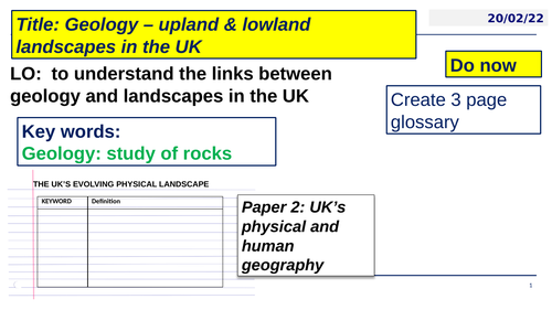 UK paper 2 (Edexcel B Geography) - L1 UK's physical landscape