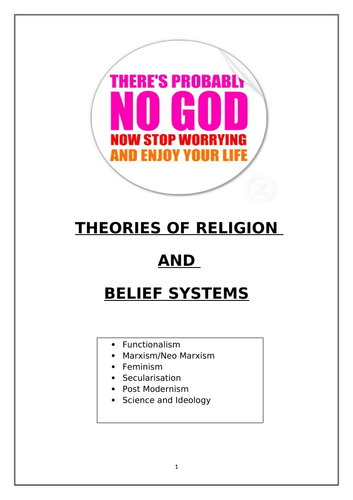 AQA A level Sociology - Beliefs in Society - Theoretical Perspectives Workbook
