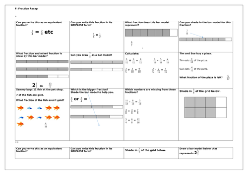 Fraction Workout Worksheet - Year 5 and 6