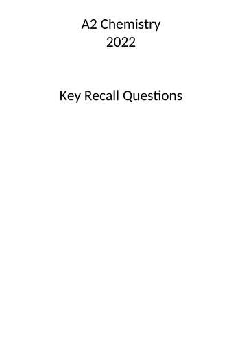 ALevel Chem Retrieval Practice Questions AQA