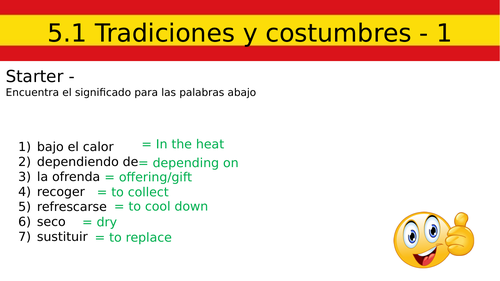 AS Spanish Lesson 5.1 Tradiciones y costumbres