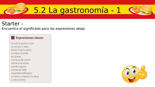 AS Spanish Lesson 5.2 La gastronomía