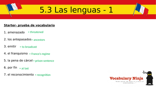 AS Spanish Lesson 5.3 Las lenguas