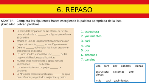 Bundle of AS Spanish Lessons Unit 6 El patrimonio cultural