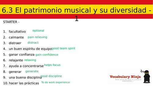 AS Spanish Lesson 6.3 El patrimonio musical y su diversidad