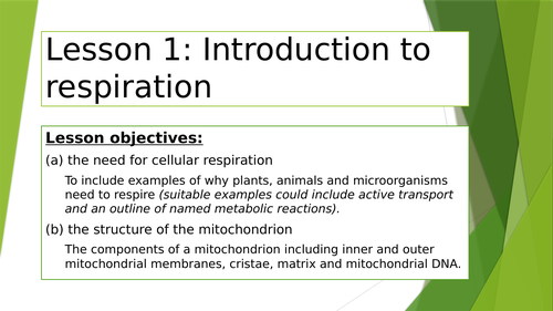 Respiration introduction and mitochondria structure