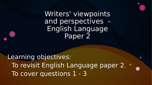 English Language paper 2 - Questions 1-3