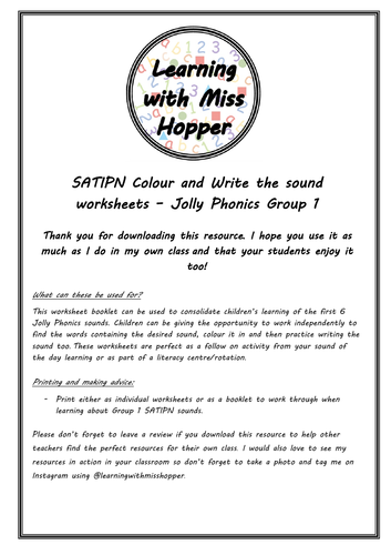 SATIPN Colour and Write Starting Sounds Worksheet Booklet