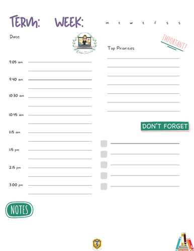 Daily Planner Lessons Template