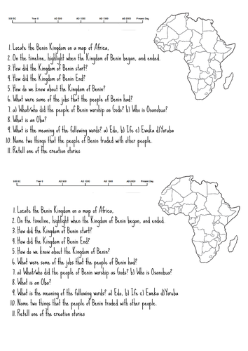 KS2 Assessment Kingdom of Benin