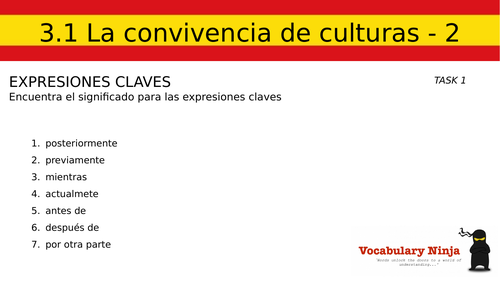 A2 Spanish Lesson 3.1 La convivencia de culturas