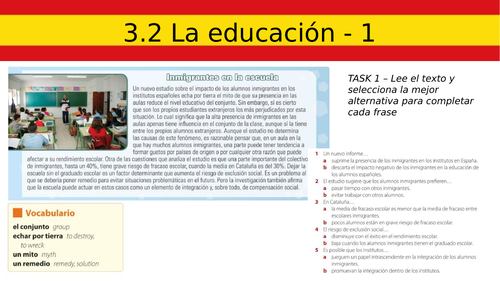 A2 Spanish Lesson 3.2 La educación