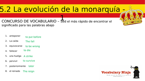 A2 Spanish Lesson 5.2 La evolución de la monarquía en España