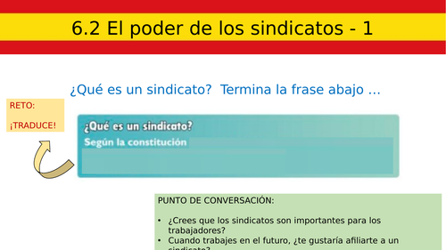 A2 Spanish Lesson 6.2 El poder de los sindicatos