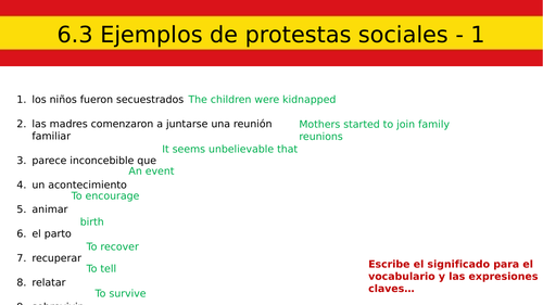 A2 Spanish Lesson 6.3 Ejemplos de protestas sociales