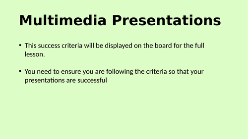 Multimedia Presentations success criteria