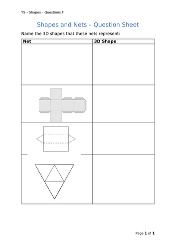 Y5 Maths - 3D Shapes (Free)