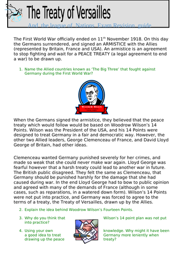 History Core Content paper1 Revision  Guide on Versailles Treaty and The League of  Nations