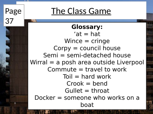 The Class Game GCSE Edexcel Conflict Poetry Anthology