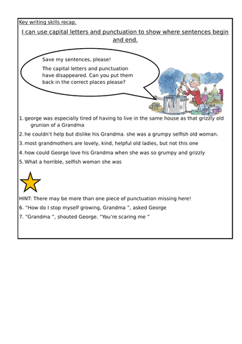 Capital letters and punctuation worksheet Y2/3