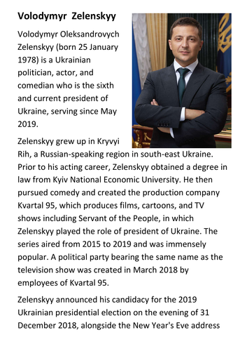 Volodymyr Zelenskyy  - Ukrainian President Handout