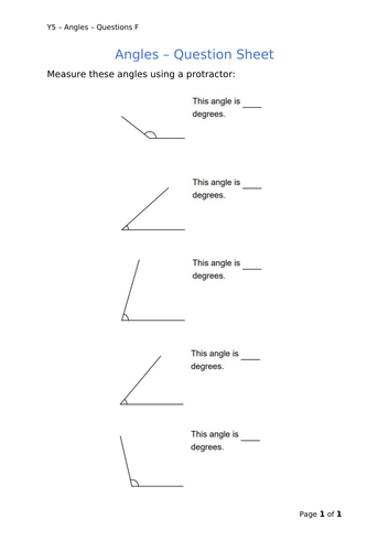 Y5 Maths - Angles (Free)