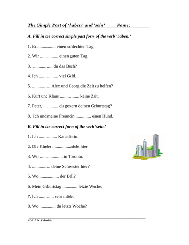 German Simple Past Tense (Imperfekt) - 1 Handout + 2 Worksheets