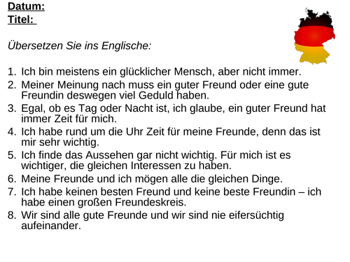 AQA/EDEXCEL Stimmt GCSE German (Higher) – Kapitel 3 – Auf gute Freundschaft!  – Lesson 2/2