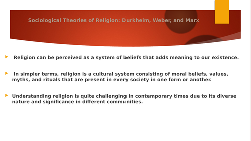 Sociological Theories of Religion: Durkheim, Weber, and Marx view on religion