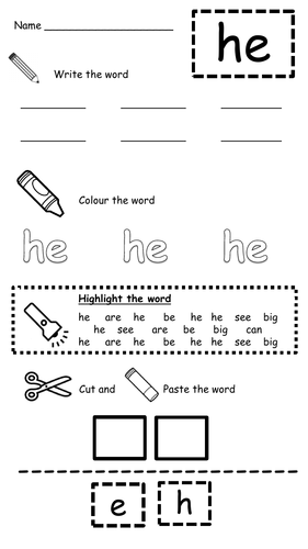 100 First Keywords / High Frequency / Initial Ladybird Word Resources Worksheets