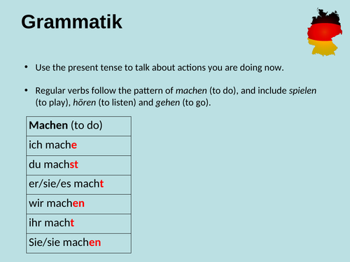 AQA/EDEXCEL Stimmt GCSE German (Higher) – Kapitel 1 – Startpunkt 1  - Page 6  - Present Tense