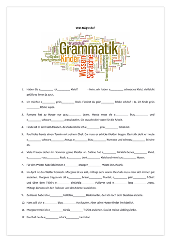 AQA/EDEXCEL Stimmt GCSE German (Higher) – Kapitel 1 – Startpunkt 1  - Page 7 -  Grammar